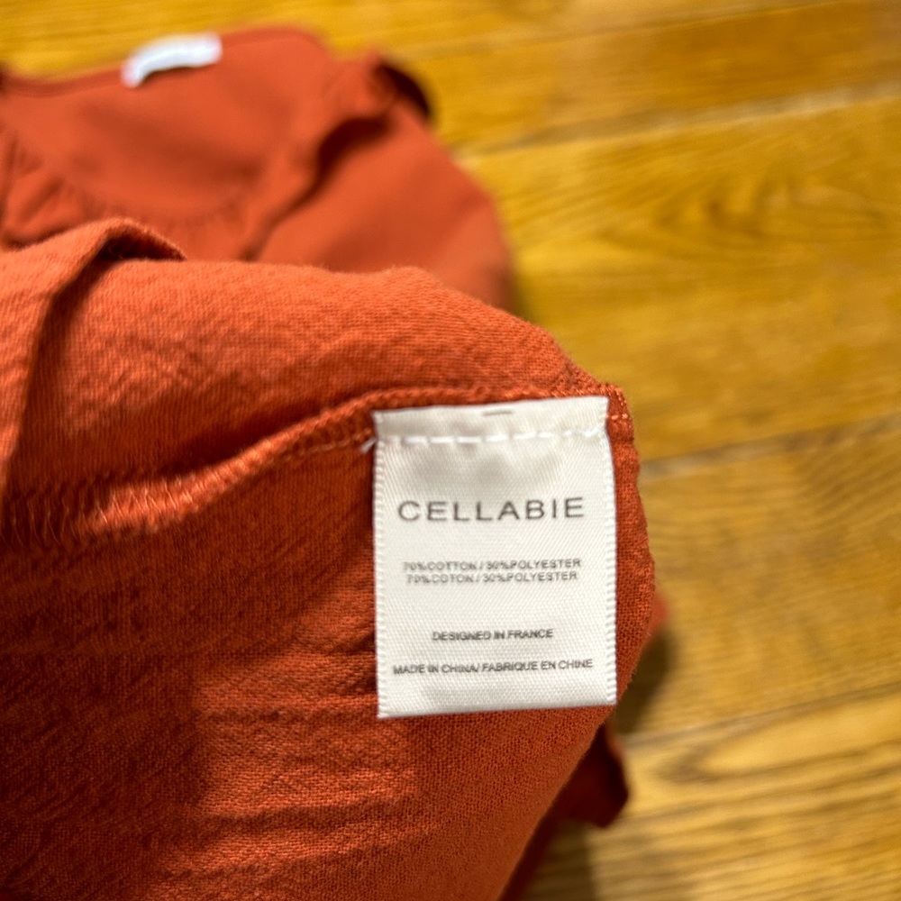 Cellabie Rust Color Button Front Blouse, Ruffle C… - image 3